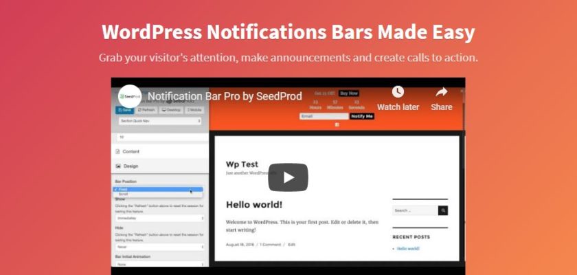 SeedProd Notification Bar Pro nulled